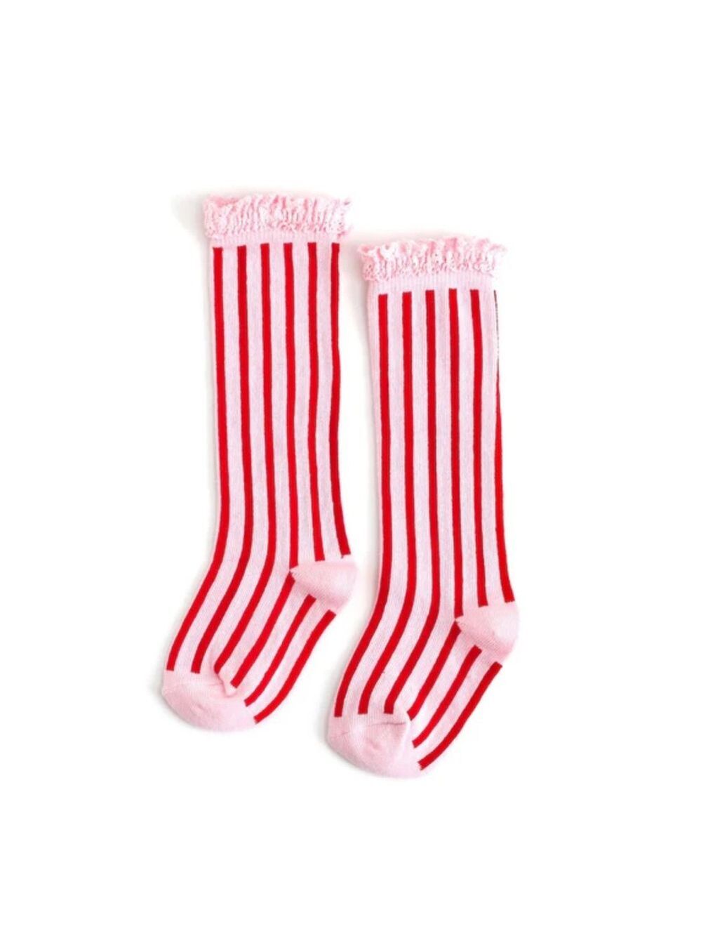 Pink and Red Striped Kids Socks